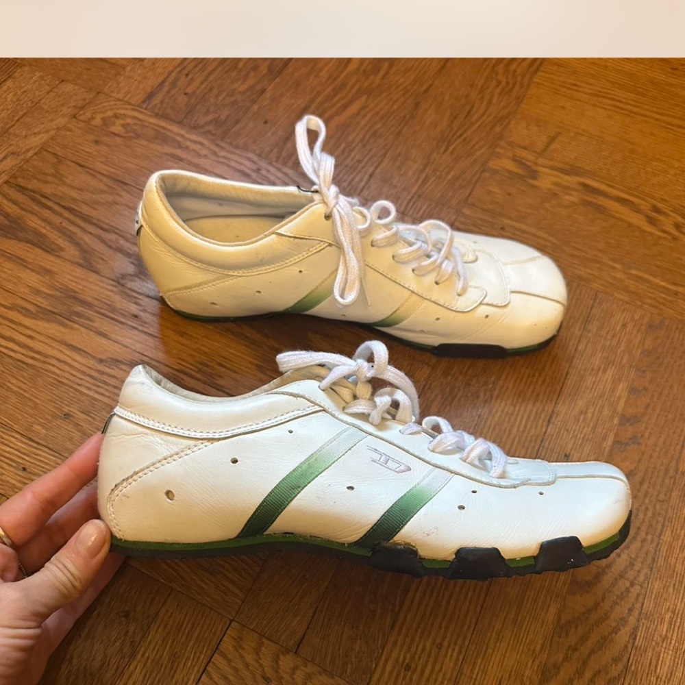 Diesel White and Green Sneakers
